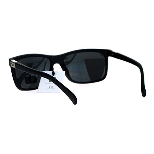 Mens Locs Sunglasses Classic Rectangular Frame Matte Black Shades UV 400