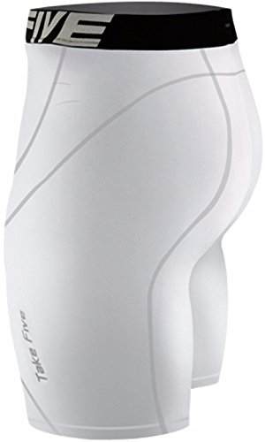 New 046 Skin Tights Compression Base Layer White Running Short Pants Mens (L)