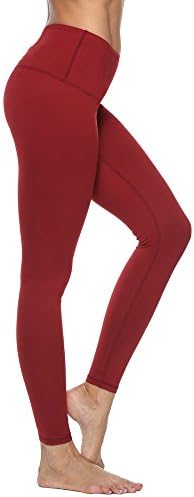 FEIVO Yoga Pants, Women's Power Flex Yoga Pants Tummy Control Workout Yoga Capris Pants Leggings,Red,Small