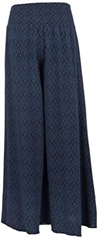 TEXTURE Ladies Women Italian Lagenlook Elasticated Waistband Printed Wide Leg Flared Viscose Palazzo Trouser Pants One Size