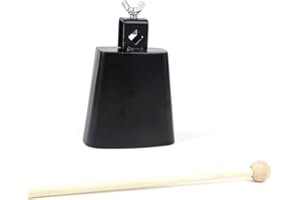 LOONELO Cow Bell with 4 inch,Metal Steel Cow Bell with Drum Stick for Drumset Kit Percussion,Noise Makers for Sporting Events Wedding Party Concert
