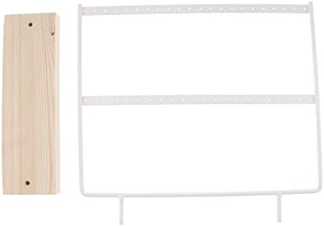 NANTE Home Earring Holder Organizer Wood Base Metal Jewelry Holder Rack Display Stand Dangle Earrings Hanging 44 Holes (White)