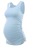 Jinson Mama Womens Basic Layering Maternity Tank Top Pregnancy Tee Scoop Neck Sleeveless Solid Side Ruched Vest