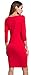 POZON Women's Long Sleeve Scoop Neck Midi Bodycon Pencil Dress Red S