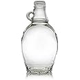 North Mountain Supply 8 Ounce Glass Maple Syrup Bottles with Loop Handle & Black Plastic Tamper Evident Lids - Case of 12