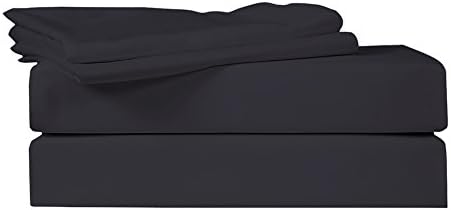 Just Linen 400 Thread Count 100% Egyptian Quality Cotton Sateen Solid, Slate Gray Color, Double Size Bedding Sheet Set with Deep Pocketed Fitted Sheets