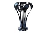 Magic Cuisine Nylon 5pc with Stand Kitchen Utensils Set Black Color - Home Cooking Tool - Soup Ladel - Slotted Turner - Spoon - Slotted Spoon - Spaghetti Server Kitchen Accessories