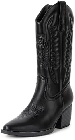 Amazon.com | ZXHYZLZ Black Cowboy Boots For Women，Square-Toe