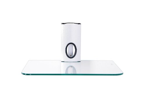 DVD Wall Mount Bracket Shelf, 1 x Silver Floating Shelf with Strengthened Tempered Clear Glass for DVD Players/Cable Boxes/Games Consoles/TV Accessories (Silver)