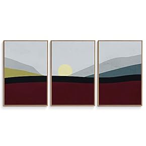 3 Piece Framed Canvas Wall Art Abstract Mountain Canvas Prints Home Artwork Decoration for Living Room,Bedroom - 16"x24"x3 Panels