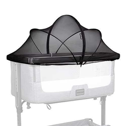 Beberoad Love Bassinet Mosquito Net Cover - Breathable Mesh Canopy with 2-Way Zipper for Baby Cribs, Bedside Sleepers & Travel Cribs (Black)