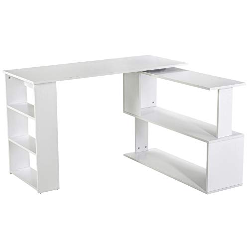 Photo 1 of ***This is a used lr fslts piece and it is not known if it works at 100%.****HOMCOM 360° Rotating Home Office Corner Desk and Storage Shelf Combo Modern L Shaped Rotating Computer Desk with Bookshelves - White