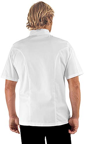 Men's Traditional Chef Coat with Knotted Cloth Buttons (XS-3X, 3 Colors) (X-Large, White)
