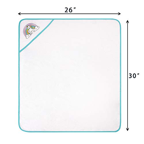 Softan Baby Hooded Bath Towel and Washcloths, Extra Soft and Ultra Absorbent, 6 Pack Gift for Newborn and Infants, Unicorn - Thumbnail 2