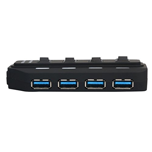 Tuscom New USB 3.0 Hub 4 Ports Speed 5Gbps for PC Laptop with On/Off Switch Black - Thumbnail 3