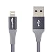 AmazonBasics Double Braided Nylon Lightning to USB A Cable, Advanced Collection - MFi Certified iPhone Charger - Dark Grey, 4-Inch primary