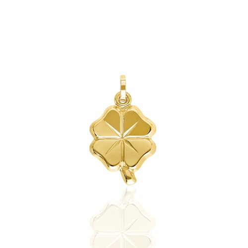 forme di Lucchetta - Four Leaf Clover Pendant Charm Good Luck Gift in 14 Karat Yellow Gold, 0.78x0.43 inch, Womens 14k Charms for Necklaces up to 4mm, Authentic Fine Jewelry from Italy
