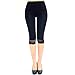 Liang Rou Women's Ultra Thin Stretch Cropped Leggings Black Lace Trim 2-Pack