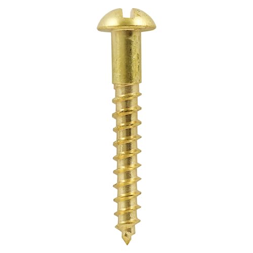2.5x12 (3x1/2) brass ROUND head slotted screw (Pack of 20, 50, 100) (50)