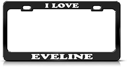 Guang trading I LOVE EVELINE Boy Girl Name Black Metal license Plate Frame