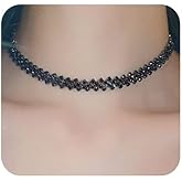Jumwrit Rhinestone Choker Necklace Black Square Rhinestone Necklace Fashion Prom Party Sparkle Rhinestone Row Chain Necklace for Women