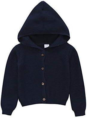 Zerototens Unisex Kids Sweater,0-3 Years Old Toddler Infant Baby Boy Girl Long Sleeve Button Hooded Tops Autumn Winter Children Knitwear Cardigan Coat Casual Outfit Clothes