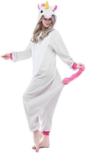 Newcosplay Adult Anime Unisex Unicorn Pyjamas Halloween Onesie Costume (XL, Gray Flying Horse)