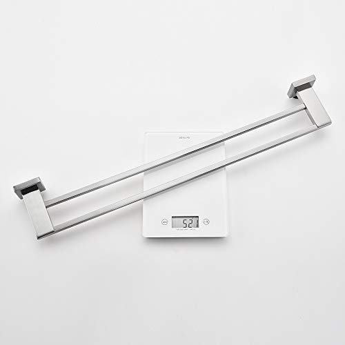 Iriber Double Bath Towel Bar Rack Holder Brushed Nickel,Modern SUS 304 Stainless Steel Bathroom Accessory Hardware Shelf Wall Mounted
