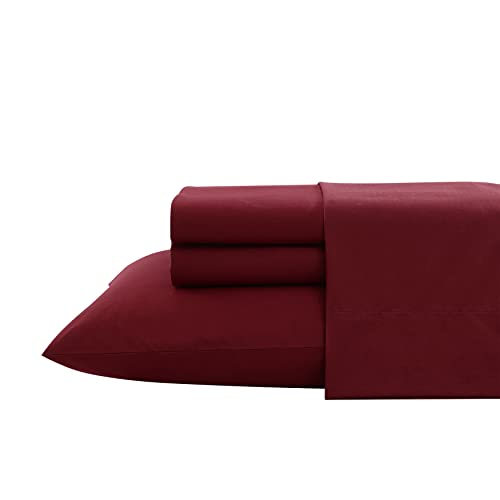 Nautica - Twin XL Sheets, Cotton Percale Bedding Set, Casual Home Decor (Solid Dark Red, Twin XL)