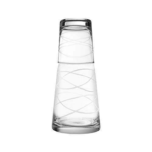 Fifth Avenue Crystal 229814-S2GB Medallion Swirls Bedside Water Carafe and Tumbler - Elegant Pitcher Fifth Avenue Crystal 229814-S2GB Medallion Swirls Bedside Water Carafe and Tumbler - Elegant Pitcher
