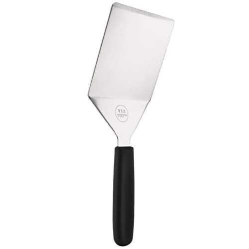 KitchenVIA Wide Spatula Turner, HeatResistant Handle, Beveled Edge for