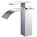 HOROW Single Handle Waterfall Bathroom Vanity Sink Faucet with Extra Large Rectangular Spout, Chrome