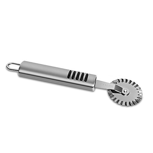 Pastry Ravioli Pizza Cutter by Topenca 9" Kitchen Gadget Features Dual Stainless Steel Wheels for Commercial-Grade Pasta Pie Crusts and Baking in Your Home Kitchen