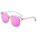 BLUEKIKI YEUX Women Polarized Sunglasses Vintage Oversized Round Mirror(Barbie pink, 55)