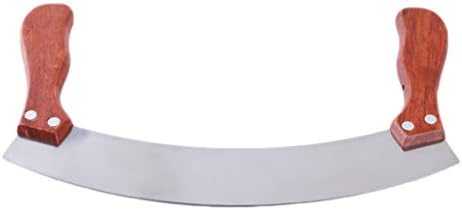 KISSFRIDAY Stainless Steel Nougat Cutter Bone Cutter Curved Wooden Handle Rocking Cutting Machine