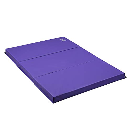 ZENOVA Folding 4'' Thick Cushion Gymnastics Landing Mat Core Workout Mats 3 Panel Tumbling Crash Pad Crash Mats (purple2) - Thumbnail 4
