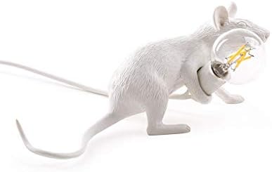 SEESUNG Table Lamp，Mouse Light-Lying，LED light source，Animal Lamp，Resin material，1.5 meter long switch line，White，Size 6.2 X 2.1 X 8.1CM With Light Bulb [Energy Class A] [Energy Class A]