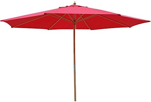 Amazon Com Yescom 13ft Xl Outdoor Patio Umbrella W German Beech Wood Pole Beach Yard Garden Wedding Cafe Garden Red Garden Outdoor