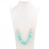 Aishine Teether -Natural Pain Reduce Rainbow Silicone Teething Nursing Breastfeeding Necklace for Mom & Baby-Educational Organic Food Grade Jewelry ( Bead Green )