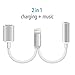 iPhone 7 Lightning to 3.5mm Power Audio Charge Headphone Jack Adapter Cable (Silver)
