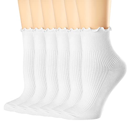 Mcool Mary Womens Ruffle Socks, Cute Ankle Winter Warm Knit Cotton Frilly