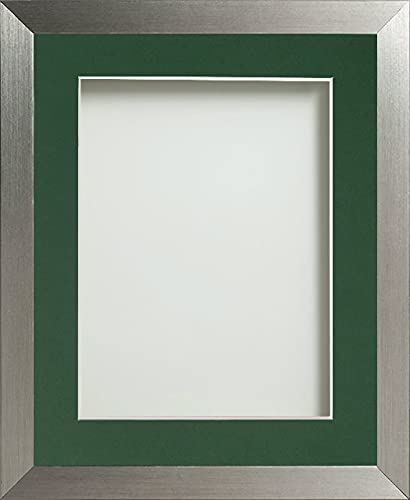 Frame Company Simpson Range Silver 12x10 inch Frame With Bottle Green Mount for 10x8 inch *Choice of Sizes* Fitted with Real Glass — image 1