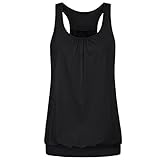 Sothread Womens Sleeveless Round Neck Loose Fit Racerback Workout Tank Top Casual Blouse Black