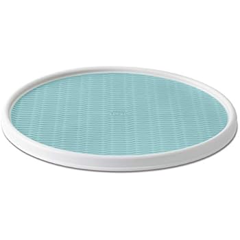 Copco 5246418 Non-Skid Pantry Cabinet Lazy Susan Turntable, 18-Inch, White/Aqua