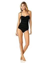 Anne Cole womens Solid Twist Front Shirred Bandeau