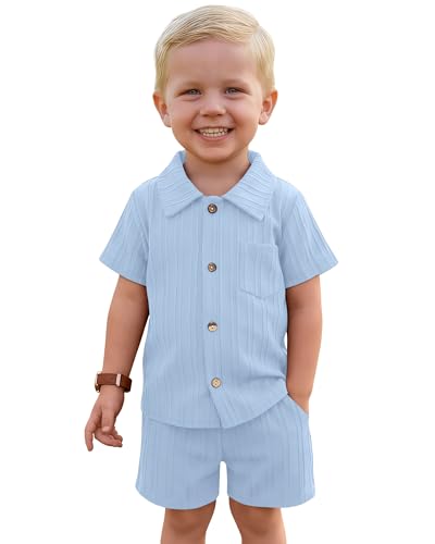 YooAurvox Toddler Boy's 2 Piece Cotton Outfits, Sky Blue, 3T at Amazon