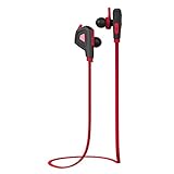 (Upgraded Version) Bluetooth Earphones, J&L-100 Wireless Bluetooth 4.1 Headphones Stereo Sport Earbuds for Running, Gym, Jogging, Hiking (Balanced Audio, CVC 6.0 Noise-isolating, Built-in Mic)-Red