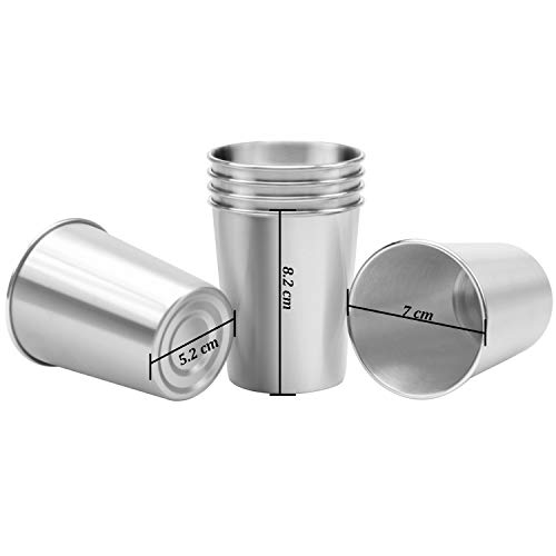 Ruisita 6 Pack 8 Ounce Stainless Steel Cups Shatterproof Pint Drinking