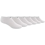adidas Men's 6-Pack No Show Sock, White/Black, Size 6-12