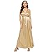 SheIn Women's Sexy Satin Deep V Neck Backless Maxi Party Evening Dress Small Gold